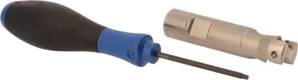 Seco - 7/8" Cut Diam, 0.433" Max Depth of Cut, 3/4" Shank Diam, 3.38" OAL, Indexable Square Shoulder End Mill - XO.X 1204 Inserts, Weldon Shank, 90° Lead Angle, Through Coolant, Series Super Turbo - USA Tool & Supply