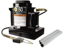 Omega Lift Equipment - 50 Ton Capacity Air-Actuated Bottle Jack - 12" to 19" High, 7" Piston Stroke, 2-1/2" Plunger Diam, 7-3/8" Wide Base - USA Tool & Supply