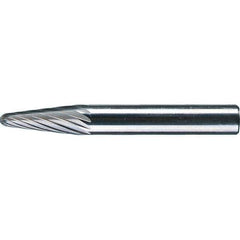 PFERD - 1/4" Cut Diam, 1/4" Shank Diam, 14° Taper Head Single Cut Burr - Tungsten Carbide, 5/8" LOC, 1-15/16" OAL - USA Tool & Supply