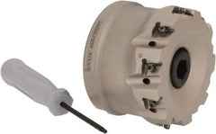 Iscar - 9 Inserts, 2-1/2" Cut Diam, 1" Arbor Diam, 0.315" Max Depth of Cut, Indexable Square-Shoulder Face Mill - 0/90° Lead Angle, 1-3/4" High, T490 LN.T 0804 Insert Compatibility, Through Coolant, Series Helitang - USA Tool & Supply