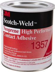 3M - 1 Gal Can Light Yellow Contact Adhesive - Series 1357, 30 min Working Time, Bonds to Polystyrene Foam Panels, Rubber, Vinyl Floor, Wall Lining & Flooring - USA Tool & Supply