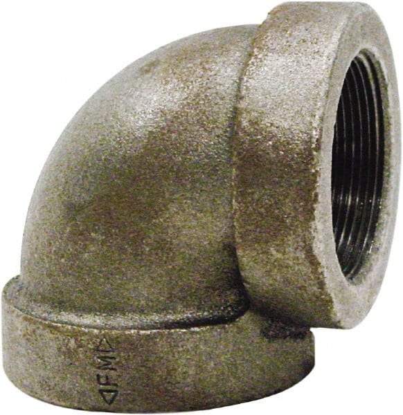 Made in USA - Size 2-1/2", Class 125, Cast Iron Black Pipe 90° Elbow - 175 psi, FPT End Connection - USA Tool & Supply