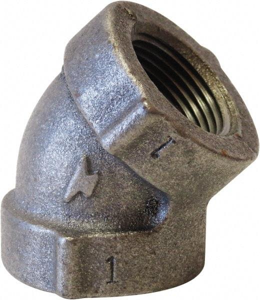 Made in USA - Size 2-1/2", Class 125, Cast Iron Black Pipe 45° Elbow - 175 psi, FPT End Connection - USA Tool & Supply