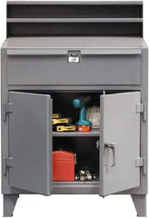 Strong Hold - 1 Drawer Shop Desk - 36 Inch Wide x 28 Inch Deep x 54 Inch High, Dark Gray - USA Tool & Supply