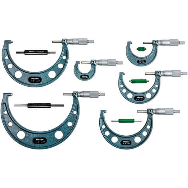 Mitutoyo - Mechanical Outside Micrometer Sets Minimum Measurement (Decimal Inch): 0.0000 Maximum Measurement (Decimal Inch): 6.0000 - USA Tool & Supply
