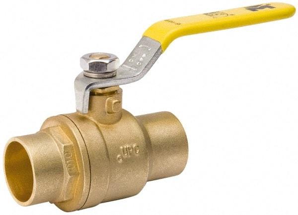 Value Collection - 1/2" Pipe, Full Port, Brass Packing Gland Ball Valve - Inline - Two Way Flow, C x C Ends, Lever Handle, 600 WOG, 150 WSP - USA Tool & Supply
