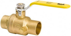 Value Collection - 3/4" Pipe, Full Port, Brass Side Drain Ball Valve - Inline - Two Way Flow, C x C Ends, Lever Handle, 500 WOG, 150 WSP - USA Tool & Supply