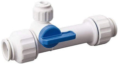 Value Collection - 3/4 x 1/4" Pipe, Full Port, Polysulfone Standard Ball Valve - Inline - Two Way Flow, Push Fit Ends, Lever Handle, 250 WOG, 200 WSP - USA Tool & Supply