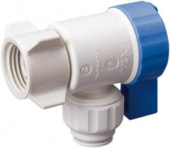 Value Collection - 3/8 x 1/2" Pipe, Full Port, Polysulfone Standard Ball Valve - Inline - Two Way Flow, Push Fit Ends, Lever Handle, 250 WOG, 200 WSP - USA Tool & Supply
