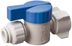 Value Collection - 1/4 x 1/2" Pipe, Full Port, Polysulfone Standard Ball Valve - Inline - Two Way Flow, Push Fit Ends, Lever Handle, 250 WOG, 200 WSP - USA Tool & Supply