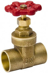 Value Collection - 3/4" Pipe, Class 150, C x C Brass Wedge Compact Gate Valve - 200 WOG, 200 WSP, Screw Over Bonnet, For Use with Water, Oil & Gas - USA Tool & Supply