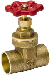 Value Collection - 1/2" Pipe, Class 150, C x C Brass Wedge Compact Gate Valve - 200 WOG, 200 WSP, Screw Over Bonnet, For Use with Water, Oil & Gas - USA Tool & Supply