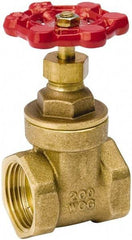 Value Collection - 1/2" Pipe, Class 150, IPS Brass Wedge Compact Gate Valve - 200 WOG, 200 WSP, Screw Over Bonnet, For Use with Water, Oil & Gas - USA Tool & Supply