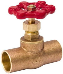 Value Collection - 3/4" Pipe, 125 psi WOG Rating, Brass, Stop Valve - Lobe Type Handle, C x C End Connections, Use with Water, Oil, Air - USA Tool & Supply