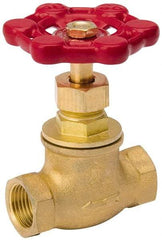 Value Collection - 1/2" Pipe, 125 psi WOG Rating, Brass, Stop Valve - Lobe Type Handle, IPS End Connections, Use with Water, Oil, Air - USA Tool & Supply