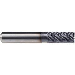 Emuge - 1/2" Diam, 1-1/8" LOC, 12 Flute Solid Carbide Roughing & Finishing End Mill - TiAlN Finish, 3-1/4" OAL, 1/2" Shank Diam, Cylindrical Shank, 40° Helix, Long Length - USA Tool & Supply