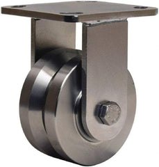 Hamilton - 4" Diam x 2" Wide, Stainless Steel Rigid Caster - 850 Lb Capacity, Top Plate Mount, 4" x 4-1/2" Plate, Delrin Bearing - USA Tool & Supply