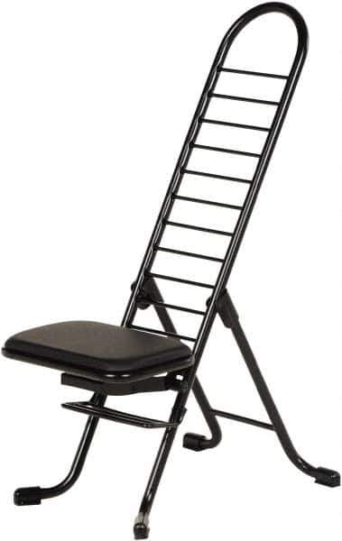 Vestil - 16-3/4" Wide x 21-1/4" Deep x 13" & 34" High, Steel Folding Chair with 1" Padded Seat - Black - USA Tool & Supply