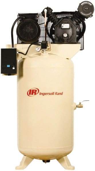 Ingersoll-Rand - 7.5 hp, 80 Gal Stationary Electric Vertical Air Compressor - Three Phase, 175 Max psi, 24 CFM, 230 Volt - USA Tool & Supply