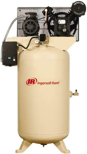 Ingersoll-Rand - 5 hp, 80 Gal Stationary Electric Vertical Air Compressor - Three Phase, 175 Max psi, 14 CFM, 230 Volt - USA Tool & Supply