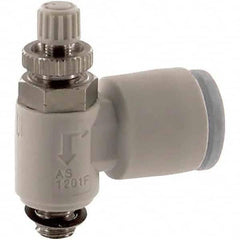 SMC PNEUMATICS - Speed & Flow Control Valves Valve Type: Flow Control Elbow Male Thread Size: 10-32 UNF - USA Tool & Supply