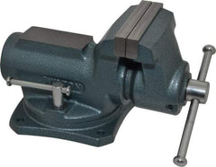 Wilton - 4" Jaw Width, 2-1/4" Opening Capacity, 2" Throat Depth, Steel Swivel Bench Vise - Bolt Down Base Attachment, 10.1" Long x 5.3" Wide x 5.3" High - USA Tool & Supply