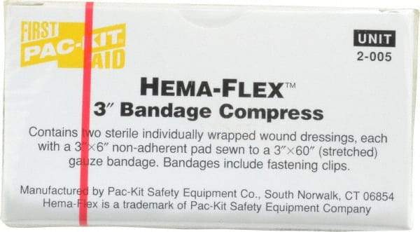 Medique - 3" Long x 3" Wide, General Purpose Compress - Yellow, Compress Bandage - USA Tool & Supply