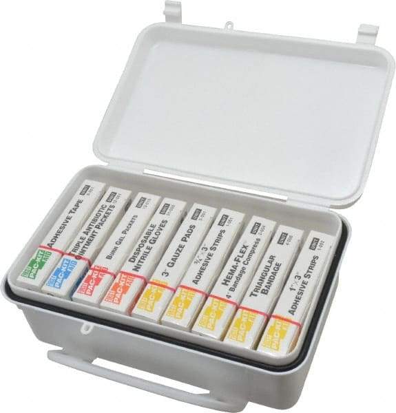 Medique - 10 & 9 Piece, 10 Person, Refill for Industrial First Aid Kit - 7-7/16" Wide x 2-3/8" Deep x 4-5/8" High, Plastic Case - USA Tool & Supply