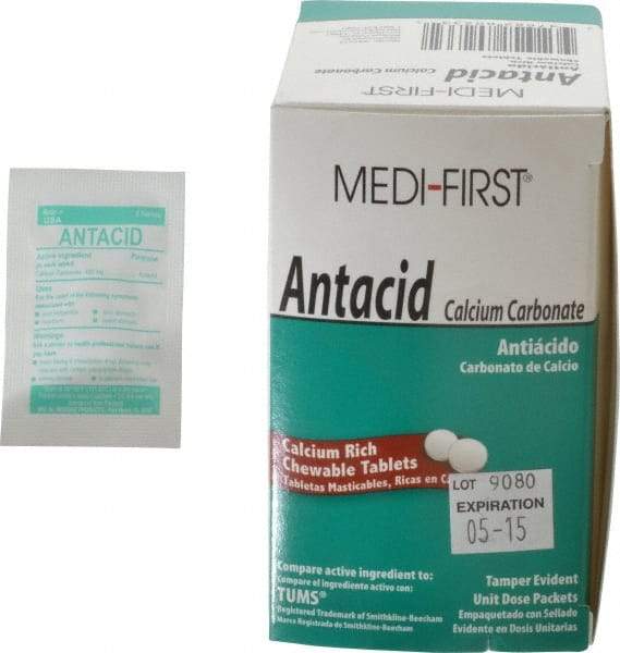 Medique - Mint Flavor Medi-First Antacid Tablets - Antacids & Stomach Relief - USA Tool & Supply