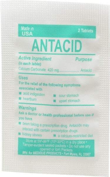 Medique - Mint Flavor Medi-First Antacid Tablets - Antacids & Stomach Relief - USA Tool & Supply