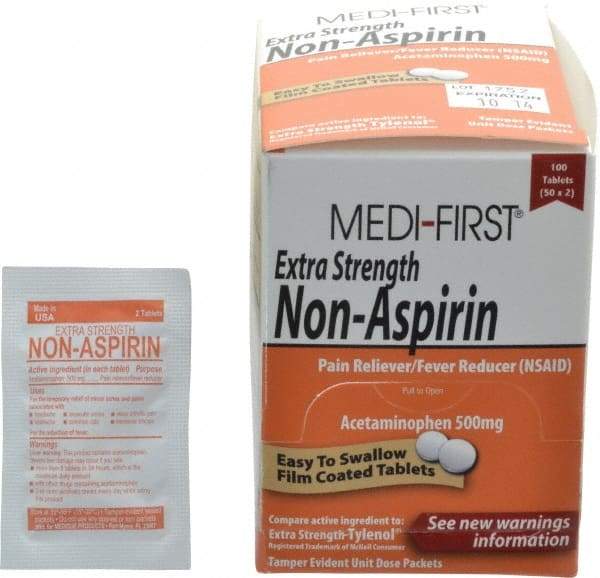 Medique - Medi-First Extra-Strength Non-Aspirin Tablets - Headache & Pain Relief - USA Tool & Supply