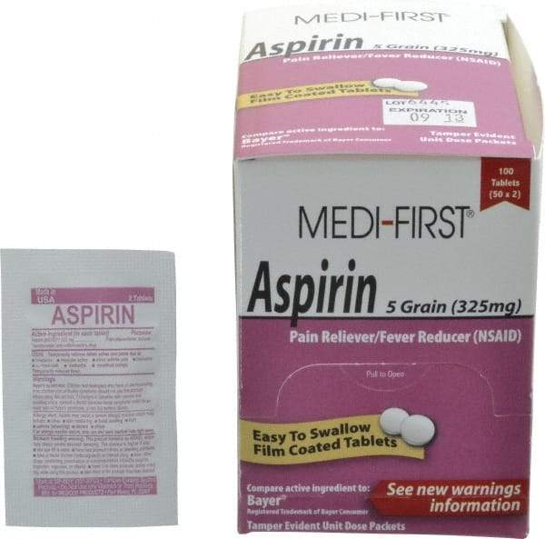 Medique - Medi-First Aspirin Tablets - Headache & Pain Relief - USA Tool & Supply