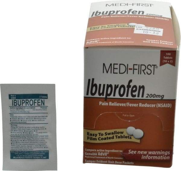 Medique - Medi-First Ibuprofen Tablets - Headache & Pain Relief - USA Tool & Supply