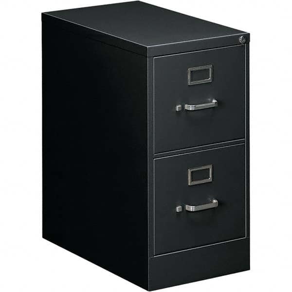 Vertical File Cabinet: 2 Drawers, Steel, Black 15″ OAW, 29″ OAH