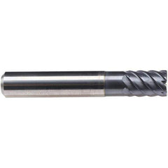 Emuge - 8mm Diam, 12mm LOC, 6 Flute Solid Carbide Roughing & Finishing End Mill - TiAlN Finish, 58mm OAL, 8mm Shank Diam, Cylindrical Shank, 50° Helix, Stub Length - USA Tool & Supply