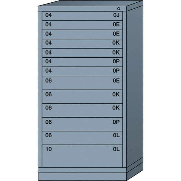 Lyon - 13 Drawer, Standard Eye-Level - Single Drawer Access Cabinet - Steel, 30" Wide x 28-1/4" Deep x 59-1/4" High, Dove Gray - USA Tool & Supply