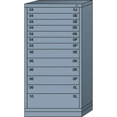 Lyon - 13 Drawer, Standard Eye-Level - Single Drawer Access Cabinet - Steel, 30" Wide x 28-1/4" Deep x 59-1/4" High, Dove Gray - USA Tool & Supply