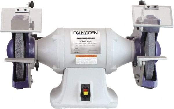 Palmgren - 10" Wheel Diam x 1" Wheel Width, 1-1/2 hp Grinder - 1" Arbor Hole Diam, 1 Phase, 1,725 Max RPM, 115/230 Volts - USA Tool & Supply