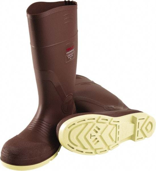 Tingley - Unisex Size 5 Medium Width Composite Knee Boot - Brown, PVC Upper, PVC Outsole, 15" High, Pull-On - USA Tool & Supply