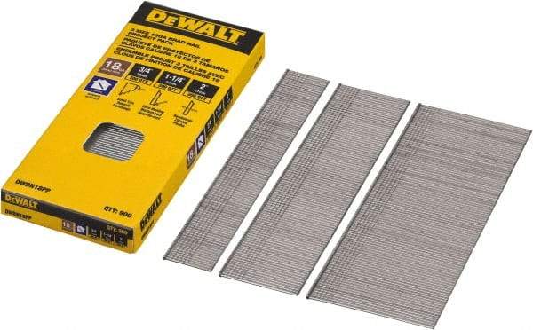 DeWALT - 18 Gauge 2" Long Brad Nails for Power Nailers - Steel, Bright Finish, Smooth Shank, Angled Stick Collation, Round Head, Chisel Point - USA Tool & Supply