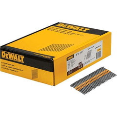 DeWALT - 9 Gauge 3" Long Framing Nails for Power Nailers - Steel, Bright Finish, Smooth Shank, Angled Stick Collation, Round Head - USA Tool & Supply