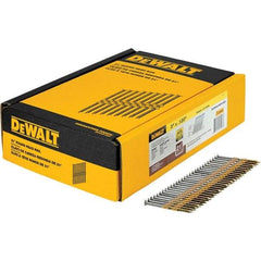 DeWALT - 11 Gauge 3" Long Framing Nails for Power Nailers - Steel, Galvanized Finish, Ring Shank, Angled Stick Collation, Round Head - USA Tool & Supply