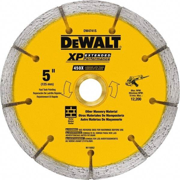 DeWALT - 5" Diam x 7/8" Hole x 1/4" Thick, I Hardness, Surface Grinding Wheel - Diamond, Type 1, Fine Grade - USA Tool & Supply