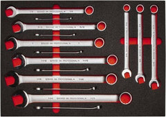 Proto - 15 Piece, 5/16" to 1-1/4", 12 Point Spline Combination Wrench Set - Inch Measurement Standard, Satin Finish, Comes in Roll Pouch - USA Tool & Supply