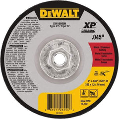 DeWALT - 24 Grit, 6" Wheel Diam, Type 27 Depressed Center Wheel - Coarse/Medium Grade, Ceramic, N Hardness, 10,100 Max RPM - USA Tool & Supply