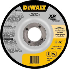 DeWALT - 24 Grit, 9" Wheel Diam, 7/8" Arbor Hole, Type 27 Depressed Center Wheel - Coarse/Medium Grade, Ceramic, N Hardness, 6,600 Max RPM - USA Tool & Supply