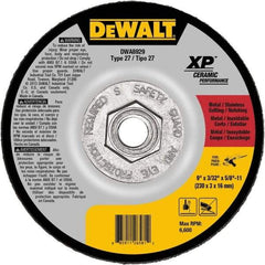 DeWALT - 24 Grit, 9" Wheel Diam, Type 27 Depressed Center Wheel - Coarse/Medium Grade, Ceramic, N Hardness, 6,600 Max RPM - USA Tool & Supply