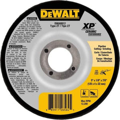DeWALT - 24 Grit, 5" Wheel Diam, 7/8" Arbor Hole, Type 27 Depressed Center Wheel - Coarse/Medium Grade, Ceramic, N Hardness, 12,200 Max RPM - USA Tool & Supply