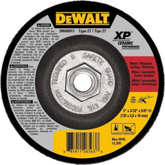 DeWALT - 24 Grit, 5" Wheel Diam, Type 27 Depressed Center Wheel - Coarse/Medium Grade, Ceramic, N Hardness, 12,200 Max RPM - USA Tool & Supply