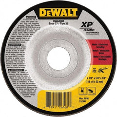 DeWALT - 24 Grit, 4-1/2" Wheel Diam, 7/8" Arbor Hole, Type 27 Depressed Center Wheel - Coarse/Medium Grade, Ceramic, N Hardness, 13,300 Max RPM - USA Tool & Supply